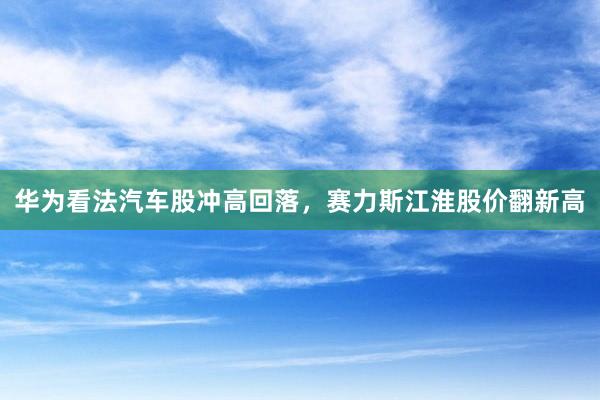 华为看法汽车股冲高回落，赛力斯江淮股价翻新高